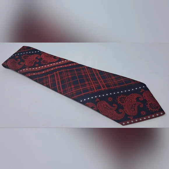 Yves Saint Laurent Vintage Neck Tie Tartain Plaid Paisley Striped 70s 80s 55" - Picture 14 of 15